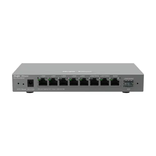 Router 8 porturi RJ45 1 Gbps, 1 port SFP 1 Gbps, 200 clienti, Multi-WAN, Cloud Management - Ruijie RG-EG209GS Plată sigură