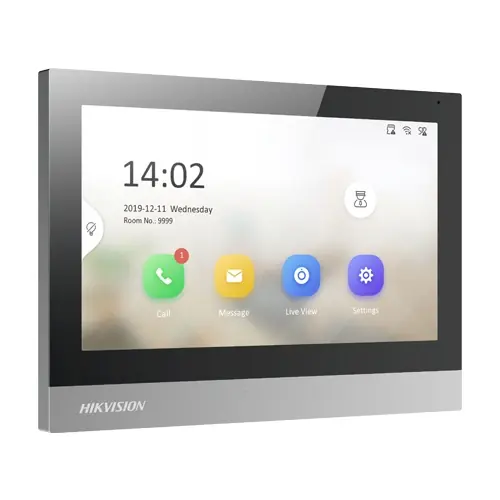 Monitor videointerfon TCP/IP, TFT 7 inch touch screen, WiFi, PoE, Alarma IN - HIKVISION DS-KH8380-WTE1 Plată sigură