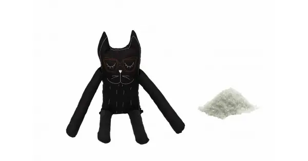 Reducere extra Perna In Forma De Pisica Somnart, Bumbac, Umplutura Sare, Negru