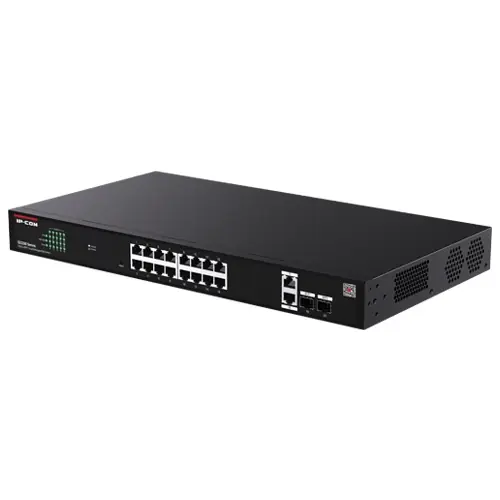 Popular Switch 16 x RJ45 1G PoE, 2 x SFP 1G, 2 x RJ45 1G, Management, 1U - IP-COM G2220P-16-250W