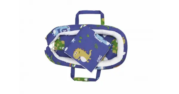 Reducere de preț Baby Nest Somnart: Cosulet Bebelusi + Salteluta 42X84X2 Cm + Paturica 70X70 Cm Model Dinozauri