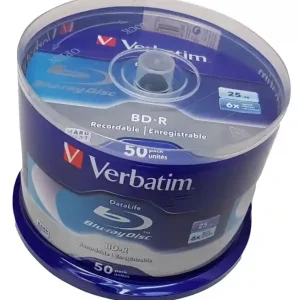Expediere rapidă BD-R Single Layer Verbatim Datalife 25GB 6X spindle 50 buc.