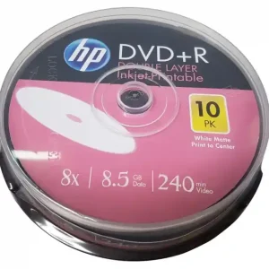 Bestseller DVD+R DL 8.5 Gb 8X Double Layer Printabil HP, Cake Box, 10 buc - HPDDP10+