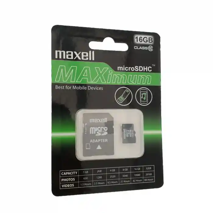 Plată securizată Card Maxell microSDHC 16 Gb clasa 10 cu adaptor, MAXimum