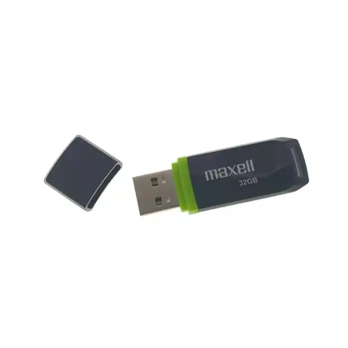 Memorie USB 2.0 Maxell 32 Gb, Speedboat, cu capac, neagra cu verde Reducere extra