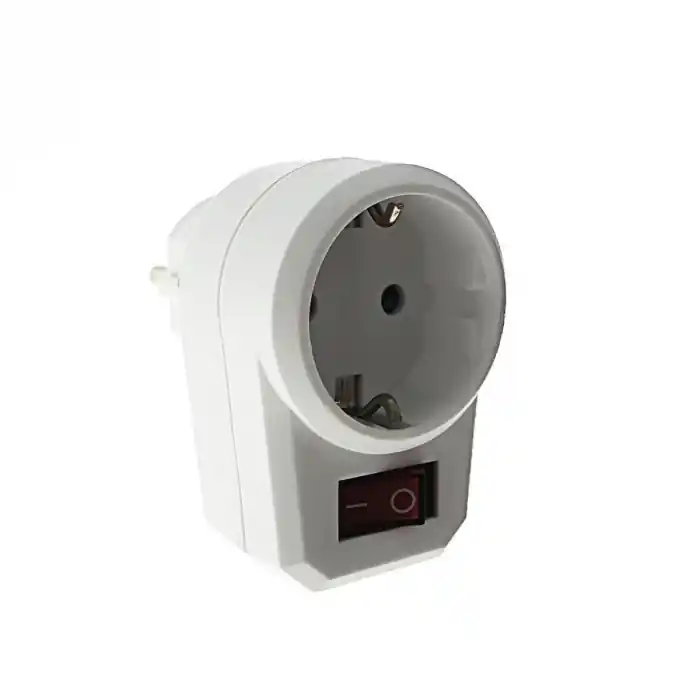 Adaptor priza Schuko,1x16A, maxim 3500W,250V, cu intrerupator, alb,50909 Bestseller