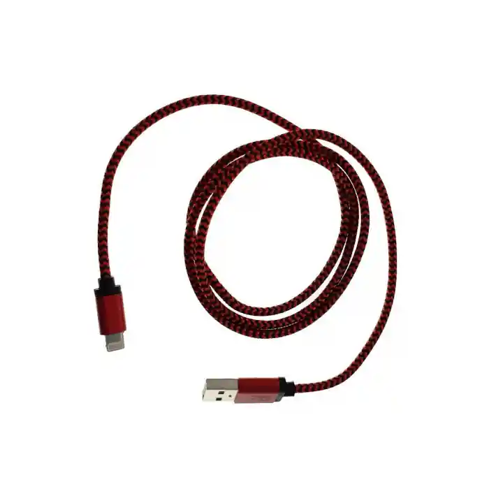 Disponibil imediat Cablu USB 2.0 la Lightning - Înveliș Textil Roșu/Negru, 100cm - Rezistent & Rapid