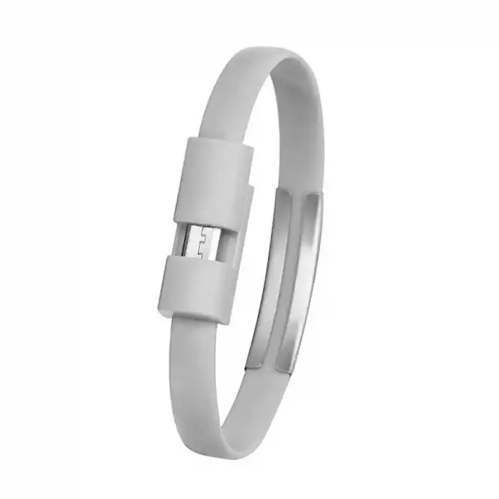 Disponibil imediat Cablu de incarcare si date USB 2.0 - microUSB,20 cm, tip bratara, gri