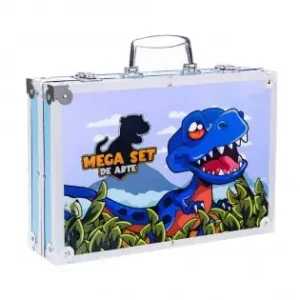 Ultima șansă Set 145 Piese Pentru Pictura, Pentru Copii Sau Adulti, Pixuri De Colorat, Creioane Colorate Si Vopsele De Pictura, Cu Geanta De Transport Albastru Dinozaur, Model Avx-Wt-Dinart145