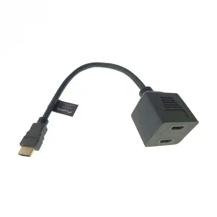 Adaptor TV Lanberg splitter HDMI AM tata la 2 porturi HDMI AF mama cu cablu 20cm, negru Chilipir