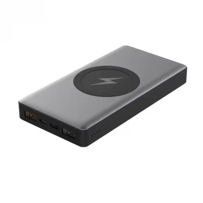 Acumulator extern Qi wireless Platinet 44571,10000mAh Quick Charge, USB tip C,2 intrari 3 iesiri, gri Reducere specială