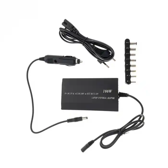 Incarcator universal la retea si auto, 100W 12-24V, cu port USB 5V 1A si 8 conectori Bestseller