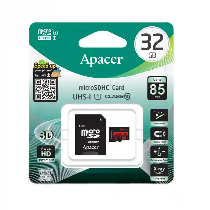 Card microSDHC UHS-I Apacer, 32GB, clasa10 cu adaptor SD Preț redus