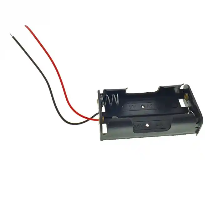 Suport Carcasa 2 x Baterii AA R6 cu Fire - Alimentare 3V Proiecte Electronice DIY Jucarii Plastic Negru 57x30mm Ieftin
