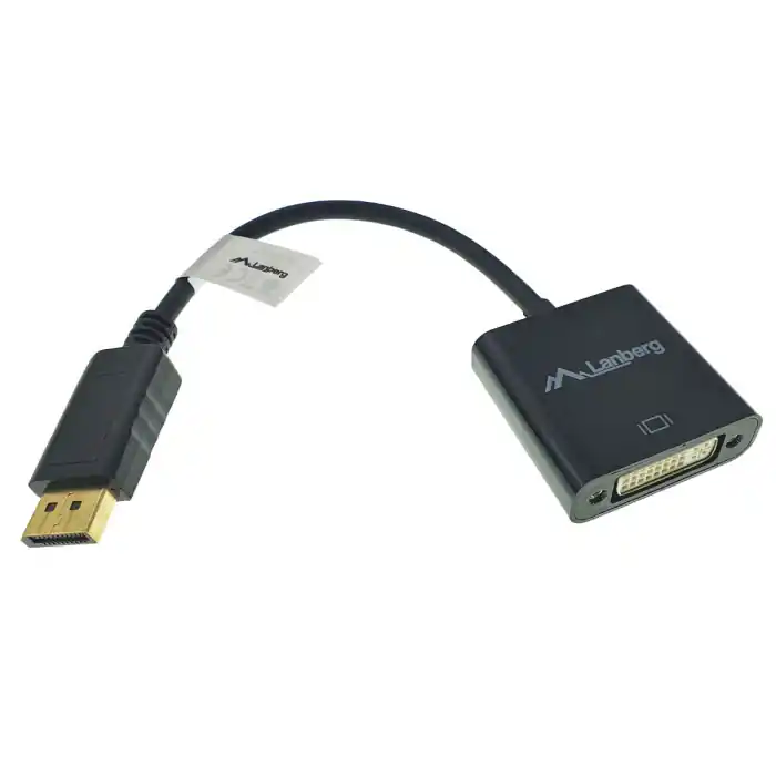 Adaptor, Lanberg, AD-0007-BK, 0,1 m, DisplayPort, DVI-D, Negru Retur ușor
