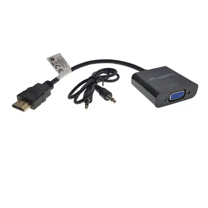Adaptor, convertor semnal HDMI la VGA + jack 3.5mm audio mama, AD-0017-BK, Lanberg, unidirectional Chilipir