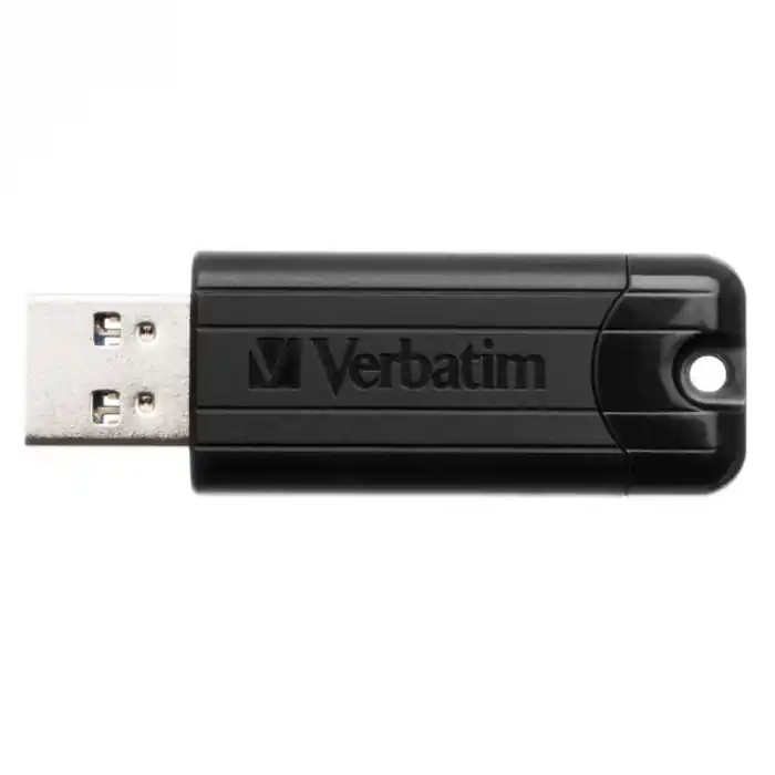 Memorie USB 3.0 Verbatim 128 GB Pinstripe, retractabila, neagra Discount