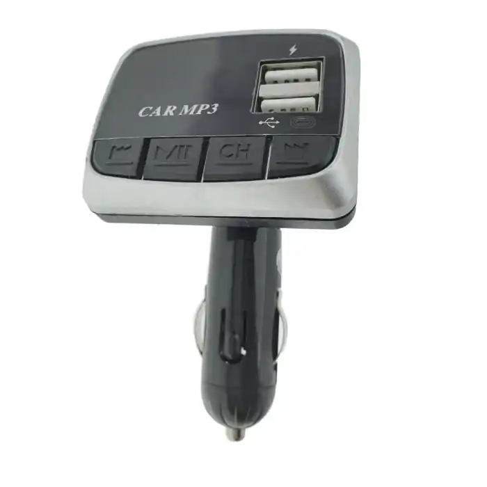 Mai ieftin Modulator FM auto, player MP3 / WMA cu port USB si microSD, incarcare USB 2A, AUX jack 3.5mm, negru cu gri
