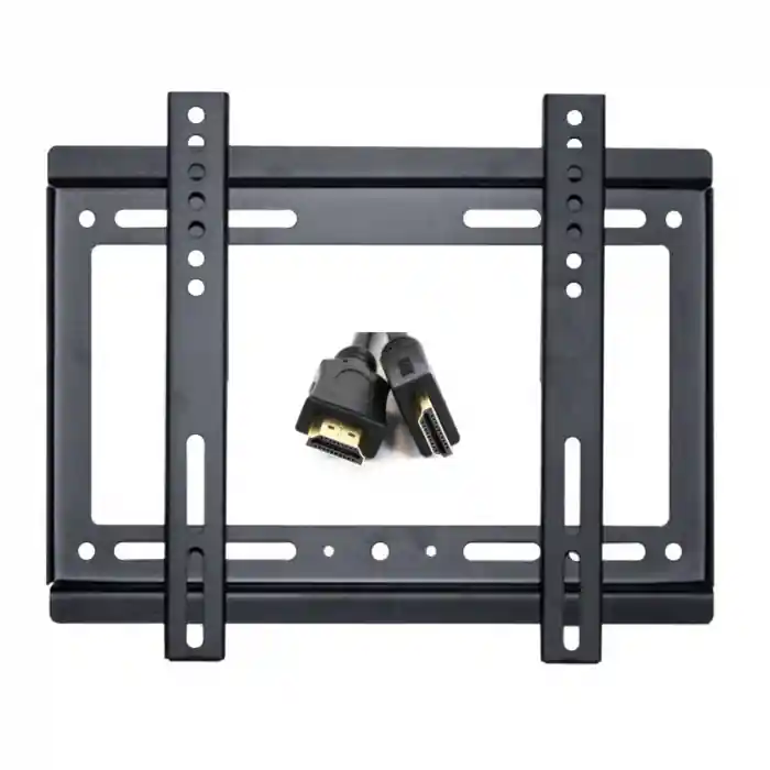 Transport gratuit Set suport fix TV Omega 45455 cu cablu HDMI 4K 1.5m, max VESA 200, 14-42 inch, 25kg, de perete, negru