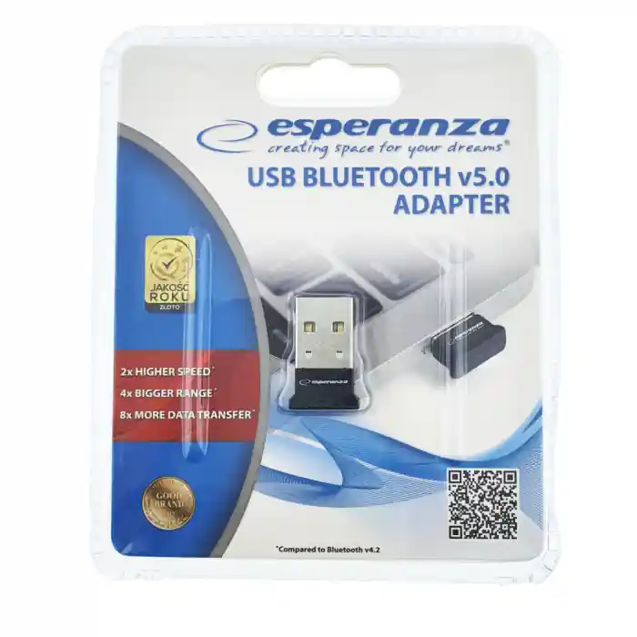 Adaptor Bluetooth Dongle v.5.0, nano USB, Esperanza 94686, negru Ieftin