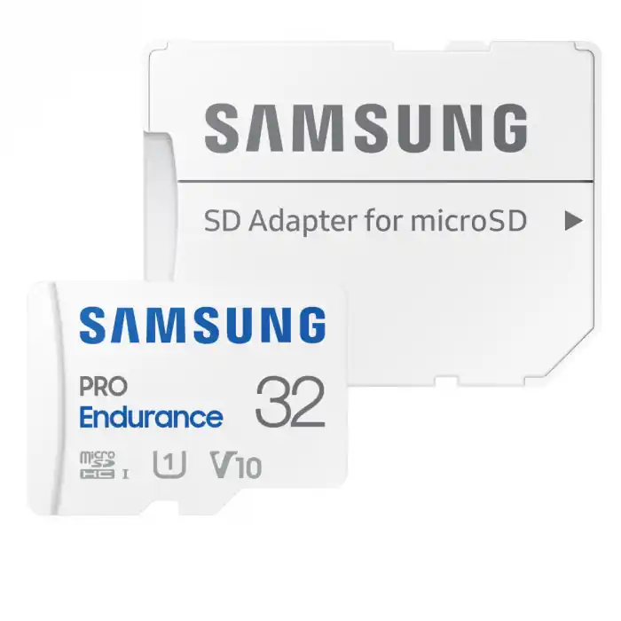 Premium Card microSDHC 32 Gb, Samsung Pro Endurance, U1, V10, 100/30/Mb/s, cu adaptor