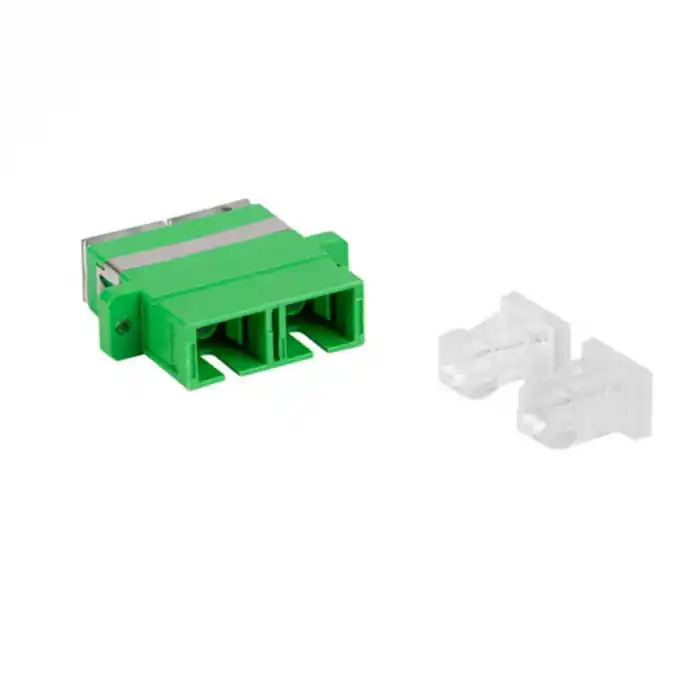 Adaptor retea fibra optica cu conectori SC/APC, Lanberg 43381, SM DUPLEX, capace transparente, verde Livrare gratuită