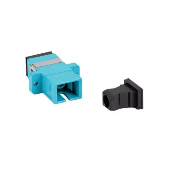 Adaptor retea fibra optica cu conectori SC/UPC, Lanberg 43368, MM SIMPLEX OM3, cu capace negre, turcoaz Preț redus