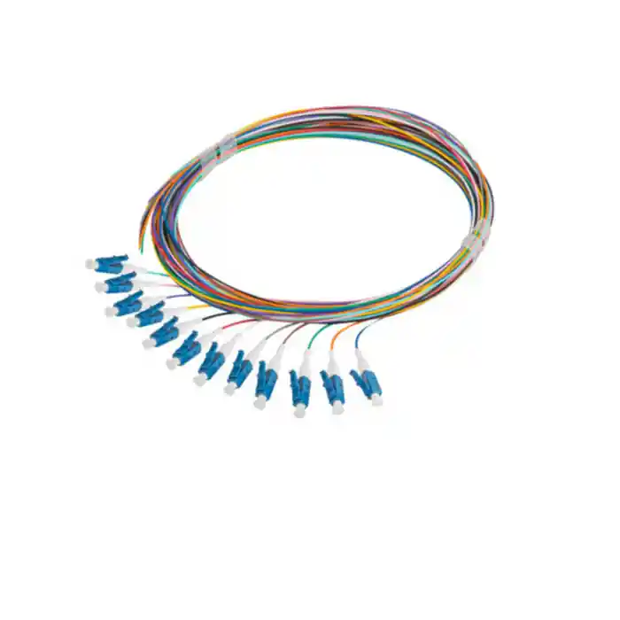 Ultima șansă Set 12 adaptoare retea fibra optica coada/Pigtail cu conector LC/UPC, Lanberg 43347, 2m lungime, Semi Tight SM G657A1, multicolor