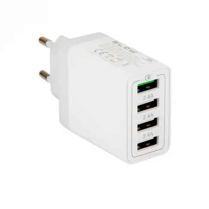 Cumpără online Incarcator rapid de perete QC 3.0, 30W, 5.4A, 4xUSB, Blow 11760, 100-240V, alb