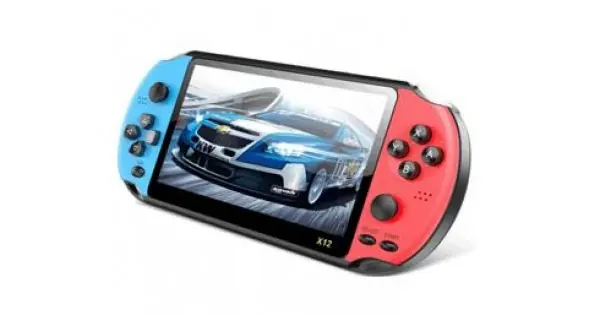 Consola portabila gaming X12, 8 GB, 3000 de jocuri instalate, Mario etc, Albastru cu Rosu Reducere de preț