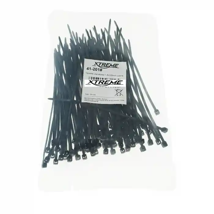 Super ofertă Set 100 bride zimtate din nailon, 1.8 x 100mm, cu autoblocare, tip colier, Xtreme 07110, pentru fixare si legare, negre