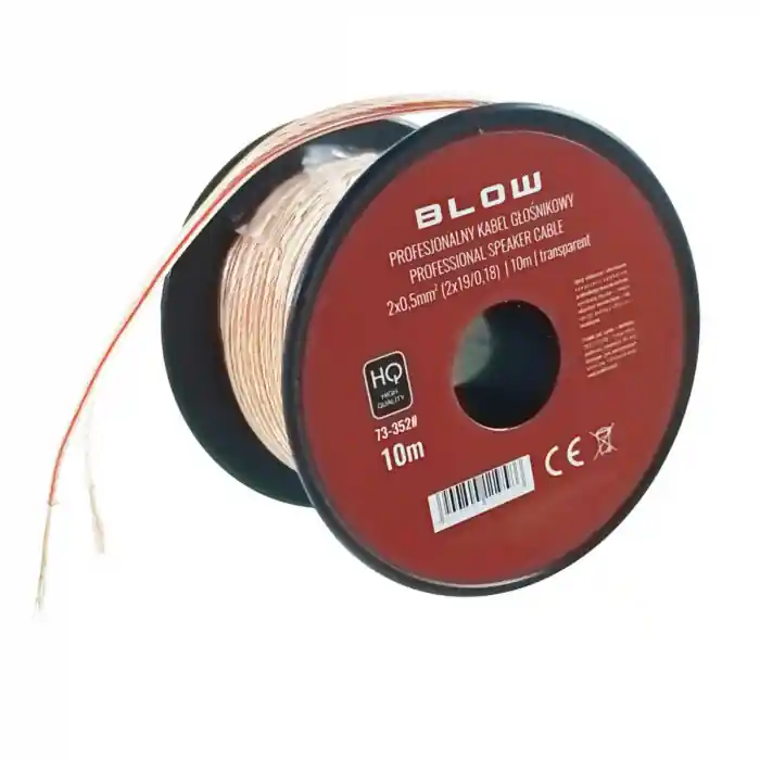 Cablu profesional audio pentru difuzoare, Blow 11958, 2x0.5mm, lungime 10m, transparent Reduceri