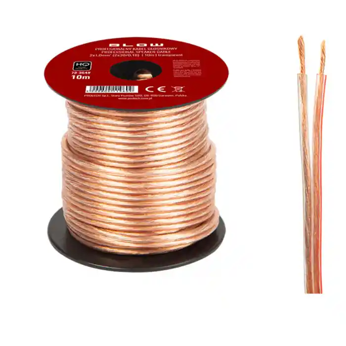 Promoție Cablu profesional audio pentru difuzoare, Blow 11960, 2x1,0mm, lungime 10m, transparent