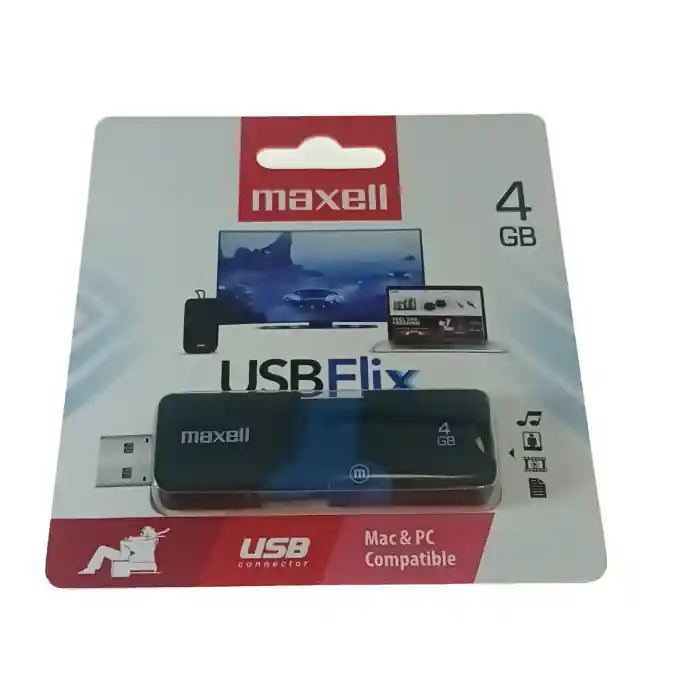 Preferatul clienților Memorie USB 2.0 Maxell 4Gb, USBFlix, retractabila, negru cu albastru