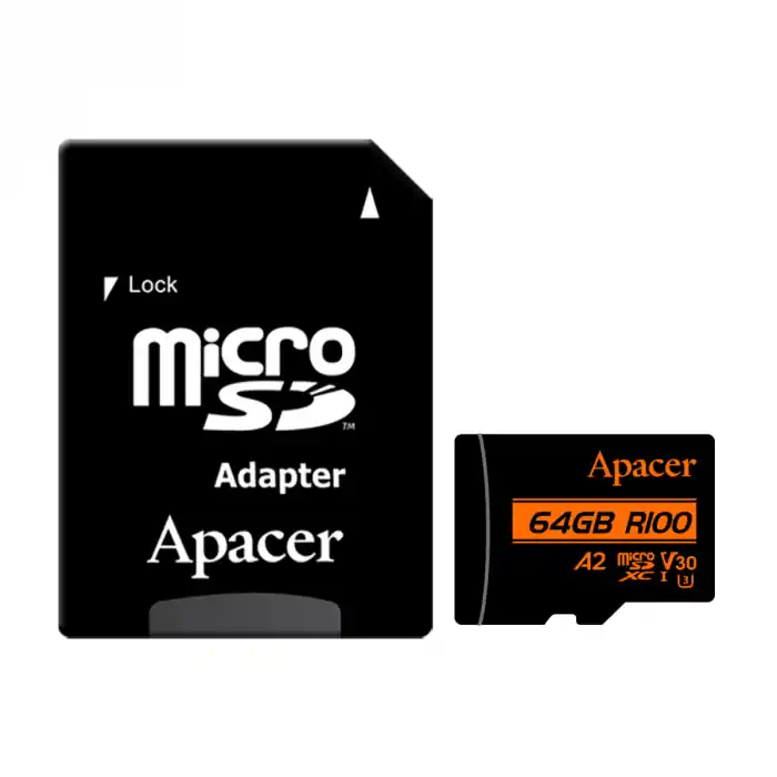 Card microSDXC 64 GB, UHS-I U3, V30, A2, Apacer R100, cu adaptor SD Reducere