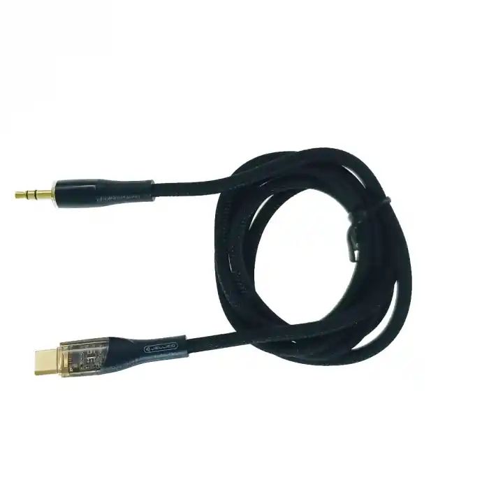 Cablu cu conector jack 3.5 mm la USB-C, Jellico B21, 100 cm, in blister, negru Ultima șansă