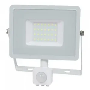 Reflector Led Smd 30w 6400k Ip44 Cu Senzor Miscare - Alb Popular