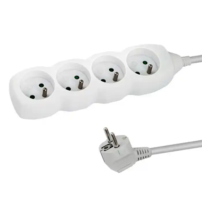 Ultima șansă Prelungitor cu 4 prize si cablu cu lungime de 3m, 250V, 16A, sarcina maxima 3680W, cu impamantare si protectie copii, ES-96160, alb