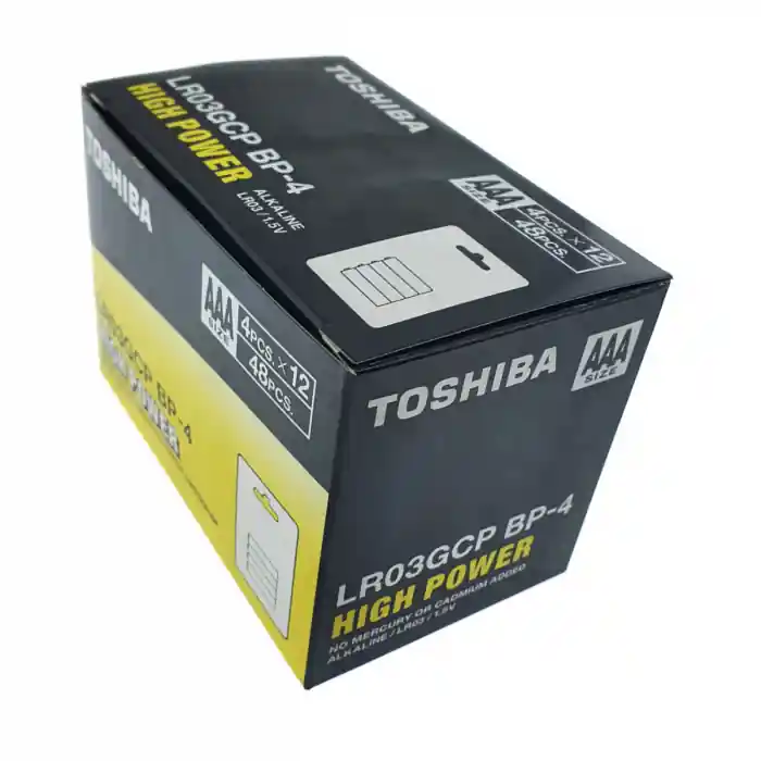 Set 48 baterii LR03 alcaline, Toshiba High Power AAA, 1.5V, in blistere Premium