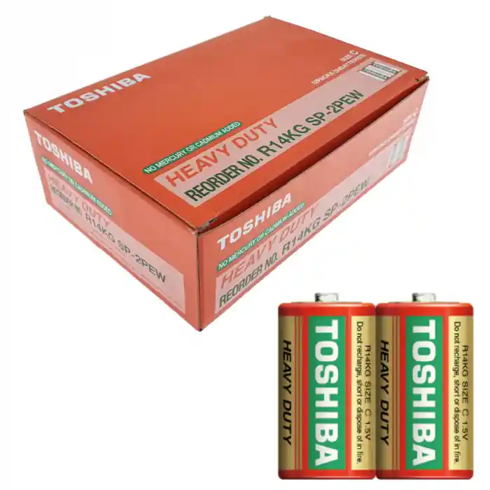 Set 24 baterii R14, Toshiba Heavy Duty C, 1.5V, ambalate in folie Premium