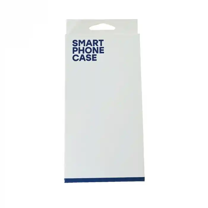 Reduceri Cutie de carton pentru ambalare si prezentare huse de telefon, 205 x 96 x 22 mm, alba cu albastru