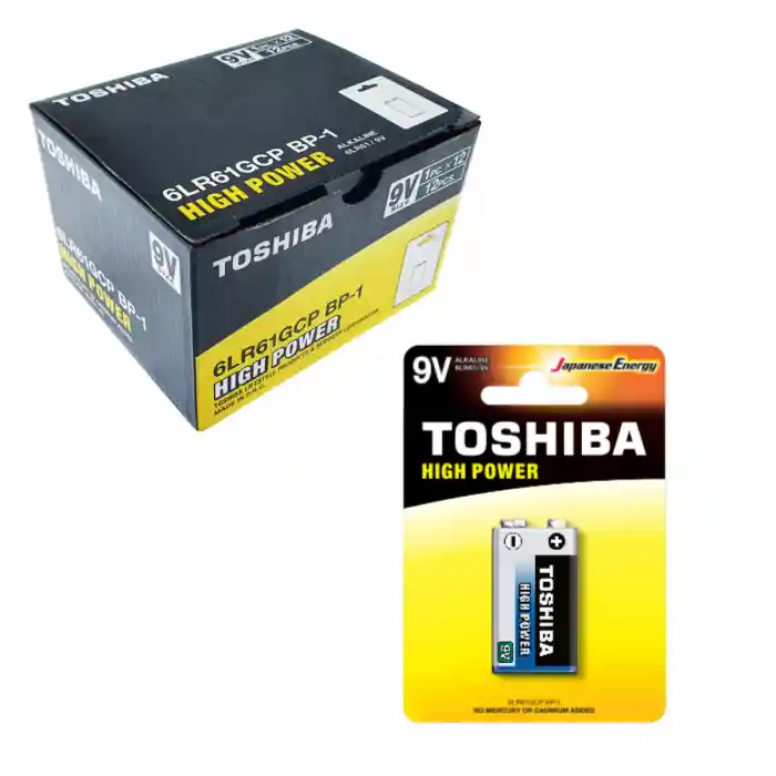 Set 12 baterii 9V alcaline, Toshiba High Power 6LR61, in blistere Cumpărături sigure