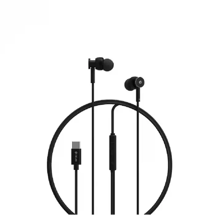 Casti in-ear cu microfon, cablu 120cm si conector USB Tip C, Smart M1 Metal, control pe fir, decodare digitala, pentru smartphone, negre Ofertă de sezon