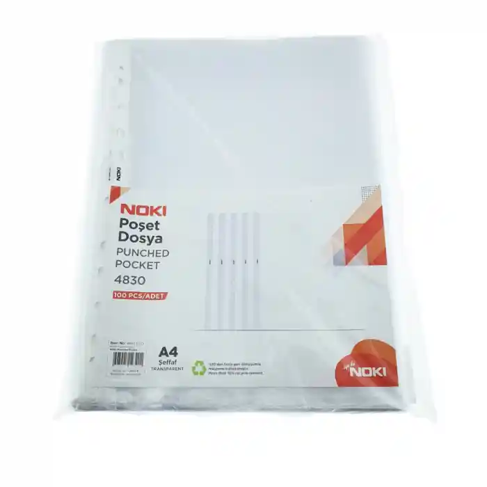 Disponibil imediat Set 100 folii de protectie A4 cu deschidere superioara, 40 microni, Noki 12320, suprafata orange peel