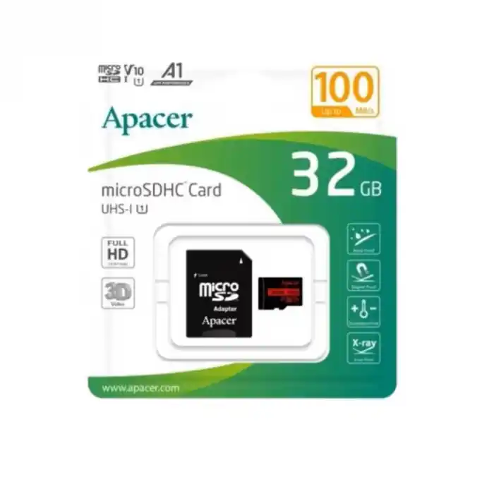 Popular Card microSDXC 32 GB, UHS-I U1, V10, A1, Apacer, cu adaptor SD, up to 100 MB/s