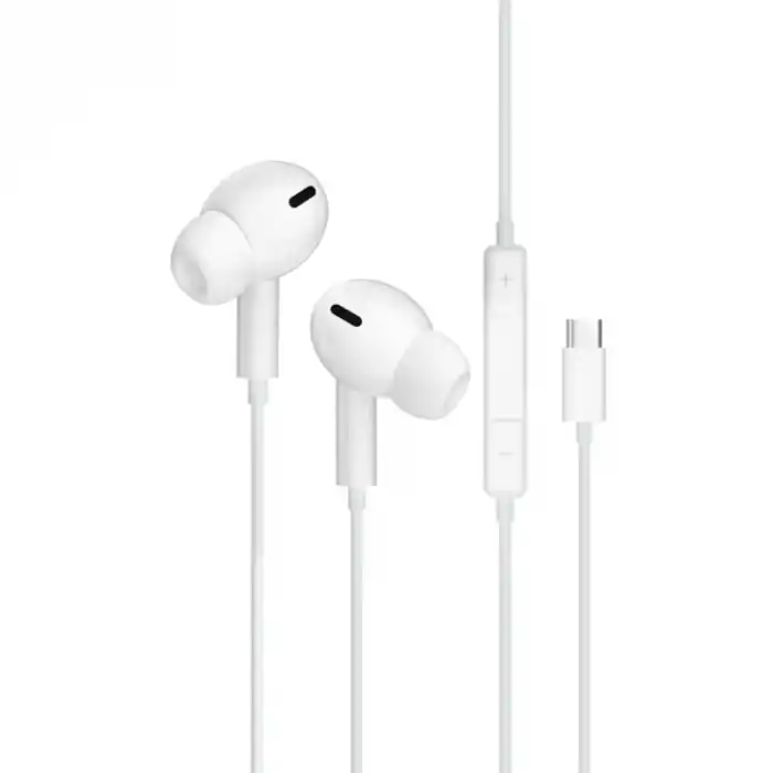 Casti JELLICO EP3A, conector USB-C, cu microfon, cablu 1.2M, In-Ear, design inclinat 45°, bass profund, albe Ultima șansă