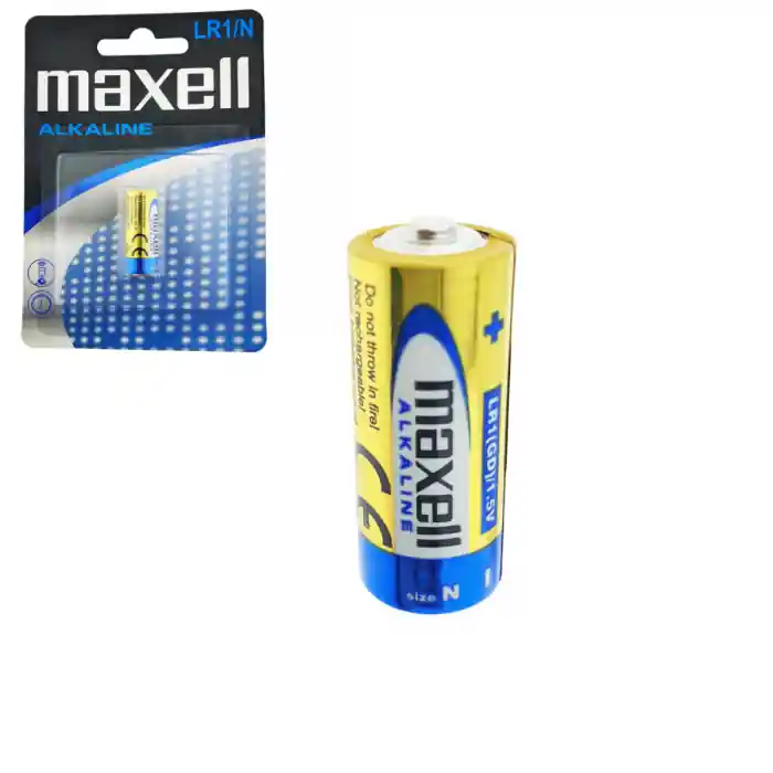 Baterie alcalina Maxell LR1 / N / AM5, 1.5V, capacitate 800-1000 mAh, 12mm diametru x 30mm inaltime, in blister Ofertă limitată