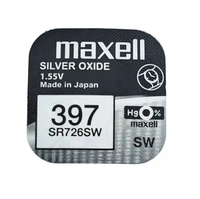 Ieftin Baterie de ceas tip buton, Maxell SR726SW / 397 / AG2, 1.55V, 7.9mm diametru x 3.1mm inaltime, capacitate 36 mAh, oxid de argint, in blister o bucata