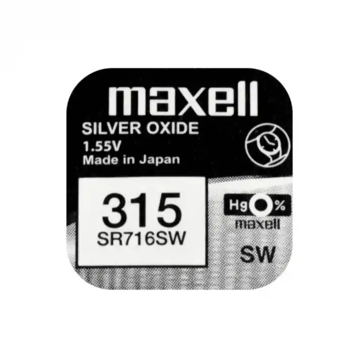 Baterie de ceas tip buton, Maxell SR716SW 315, 1.55V, 7.9mm diametru x 1.68mm inaltime, capacitate 22-23 mAh, oxid de argint, in blister o bucata Vezi acum