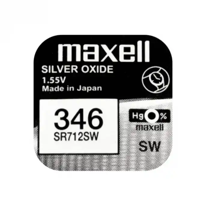Baterie de ceas tip buton, Maxell SR712SW 346, 1.55V, 7.9mm diametru x 1.29mm inaltime, capacitate 10 mAh, oxid de argint, in blister o bucata Reducere extra